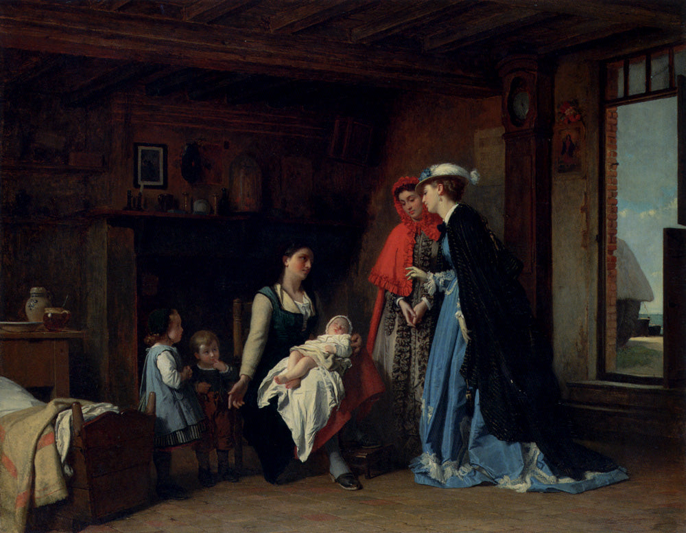 Visit of the Nurse, vintage artwork by Charles Baugniet, A3 (16x12") Poster Print