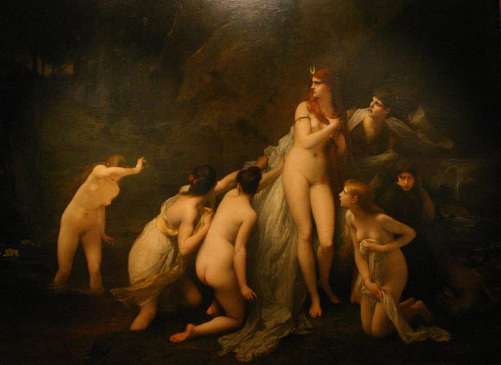Diana surprised, vintage artwork by Jules Joseph Lefebvre, 12x8" (A4) Poster