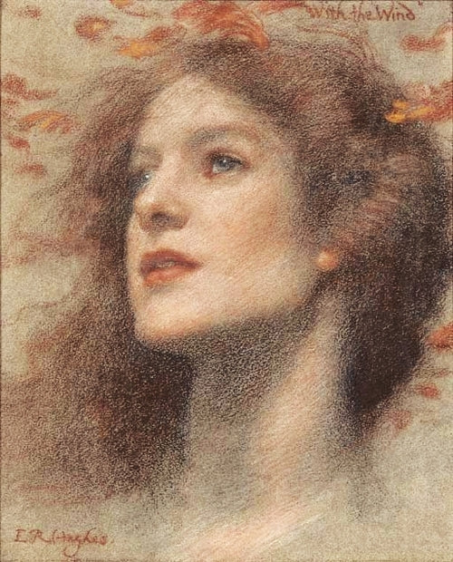 With the Wind, vintage artwork by Edward Robert Hughes, 12x8" (A4) Poster