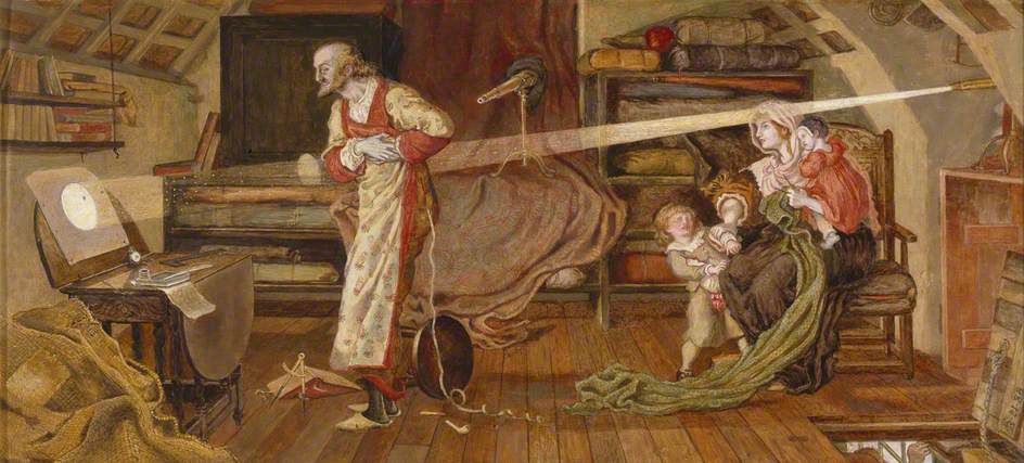 Crabtree Watching the Transit of Venus, 1639, vintage artwork by Ford Madox Brown, A3 (16x12") Poster Print