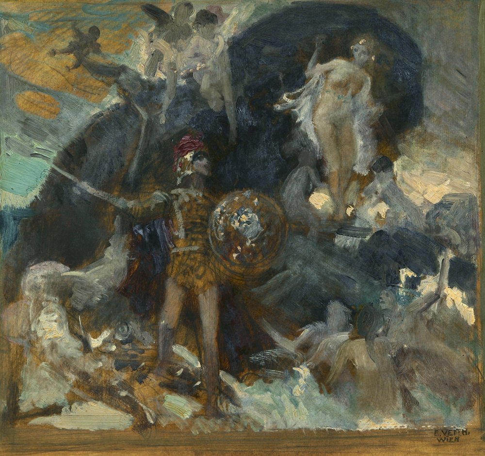 Nibelungen Saga - Siegfried, vintage artwork by Eduard Veith, 12x8" (A4) Poster