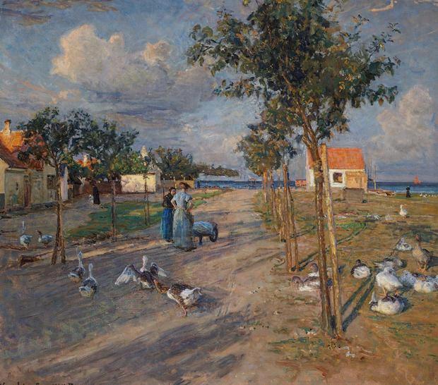 Landscape in Dragor, vintage artwork by Viggo Johansen, 12x8" (A4) Poster