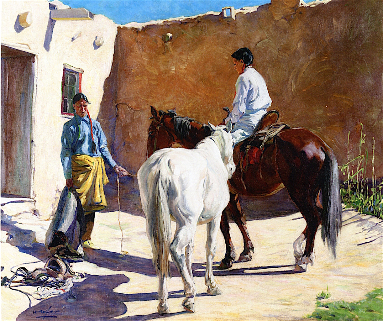 Making Ready, vintage artwork by Walter Ufer, 12x8" (A4) Poster