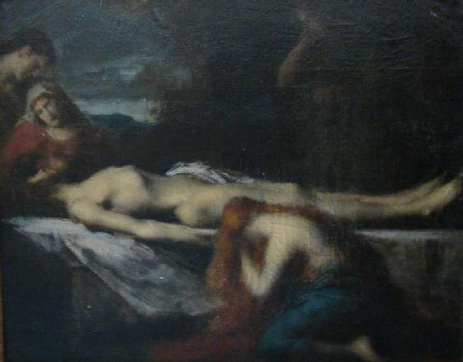 The Dead Christ and Female Saints, vintage artwork by Jean-Jacques Henner, 12x8" (A4) Poster