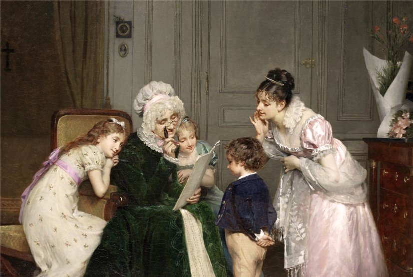 His first school report, vintage artwork by Louis-Emile Adan, 12x8" (A4) Poster