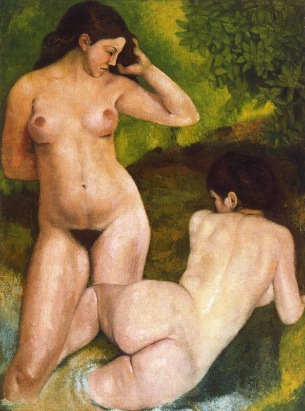 Two Women on the Riverbank by Aristide Maillol,A3(16x12")Poster