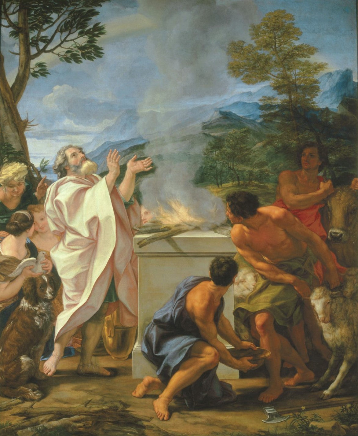The Thanksgiving of Noah, vintage artwork by Giovanni Battista Gaulli, 12x8" (A4) Poster