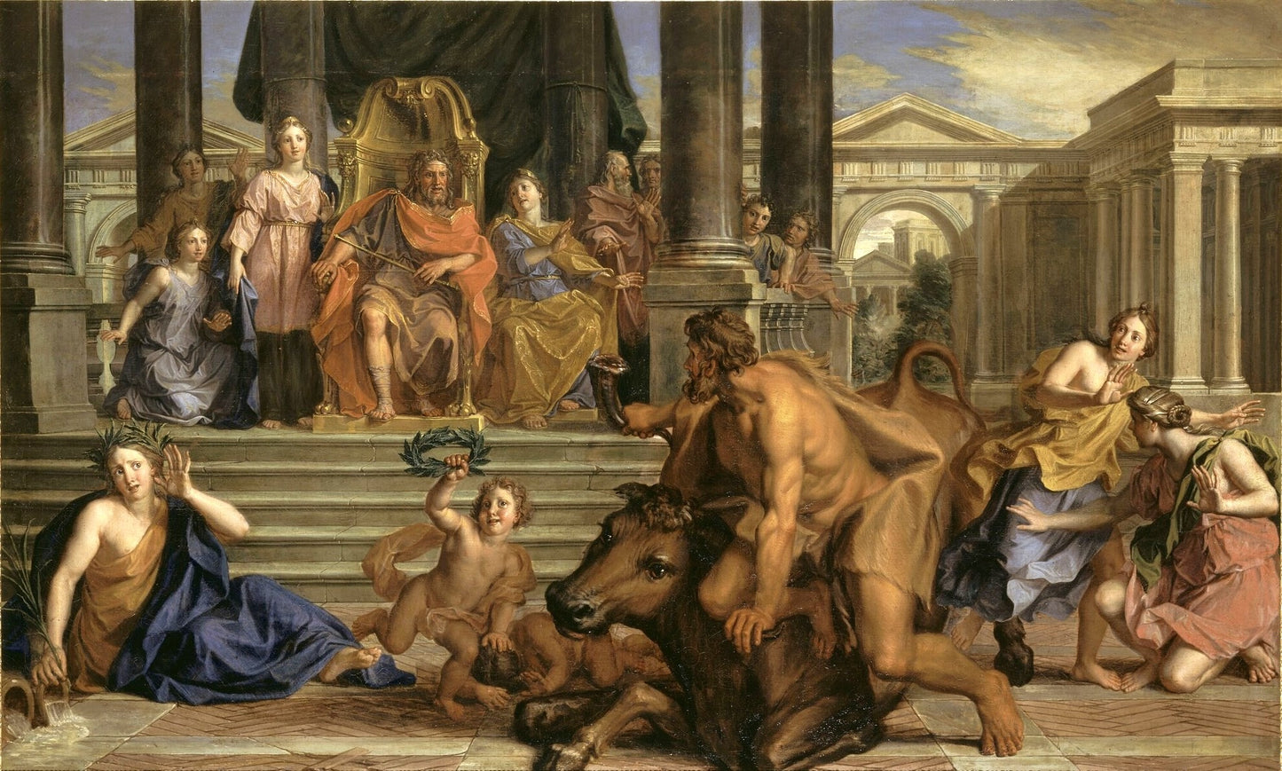 Story of Hercules - Fight between Hercules and Achelous, vintage artwork by Noël Coypel I, 12x8" (A4) Poster