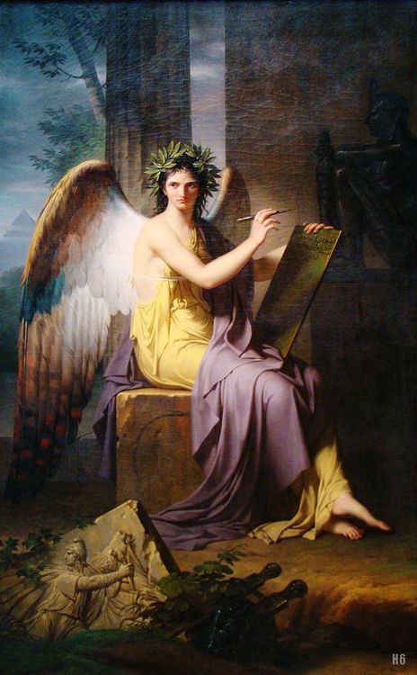 Clio - Muse of History, vintage artwork by Charles Meynier, 12x8" (A4) Poster