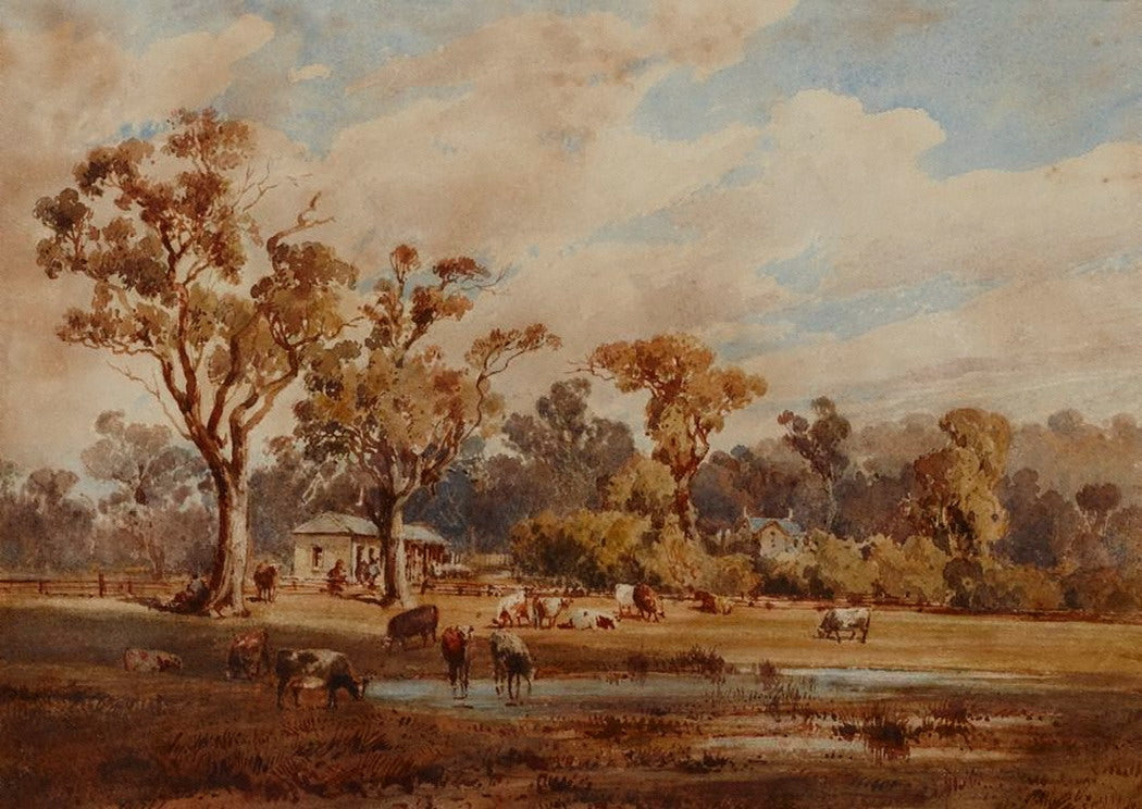 On the Banks of the Yarra, Victoria, vintage artwork by Louis Buvelot, A3 (16x12") Poster Print