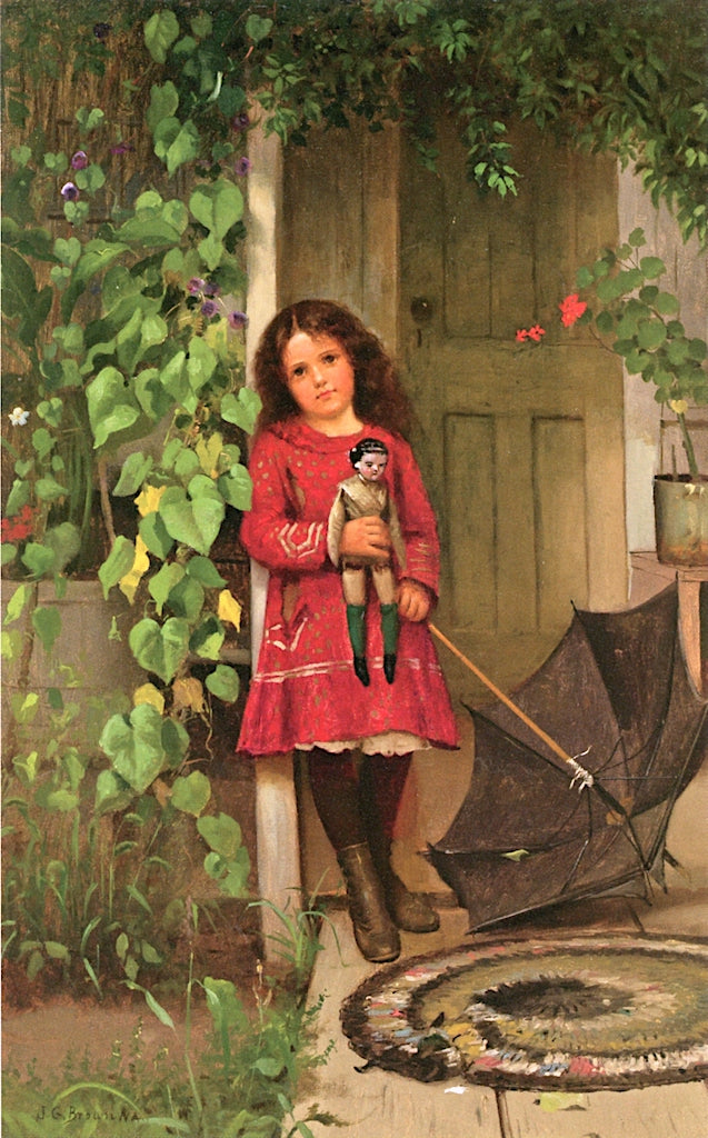 Girl with Doll, vintage artwork by John George Brown, 12x8" (A4) Poster
