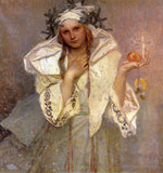 Christmas in America, vintage artwork by Alfons Mucha, 12x8" (A4) Poster