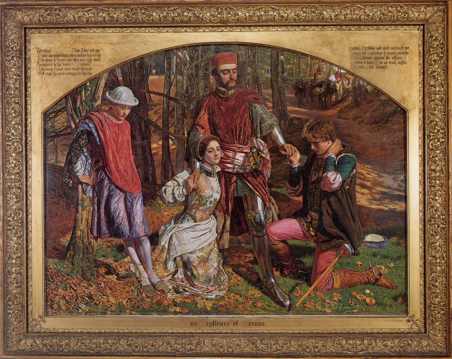 Valentine Rescuing Sylvia from Proteus (with frame), vintage artwork by William Holman Hunt, 12x8" (A4) Poster