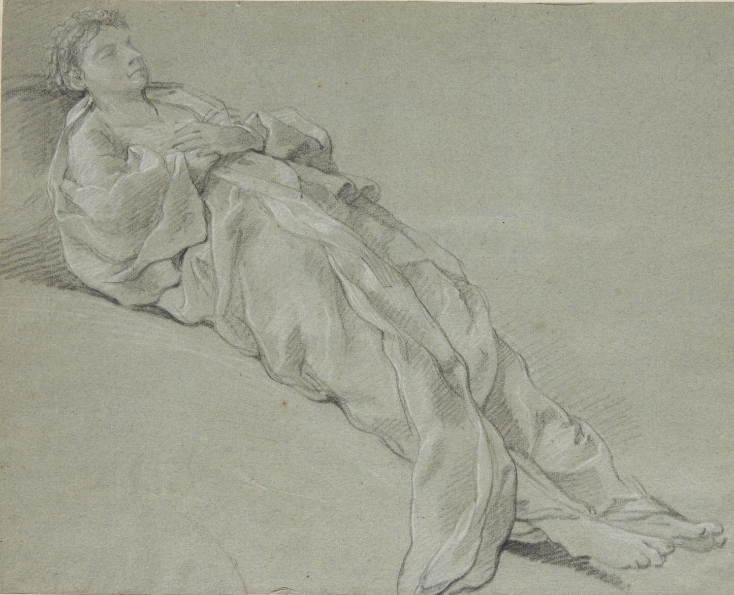 Reclining Drapped Woman, vintage artwork by Joseph Marie Vien, 12x8" (A4) Poster