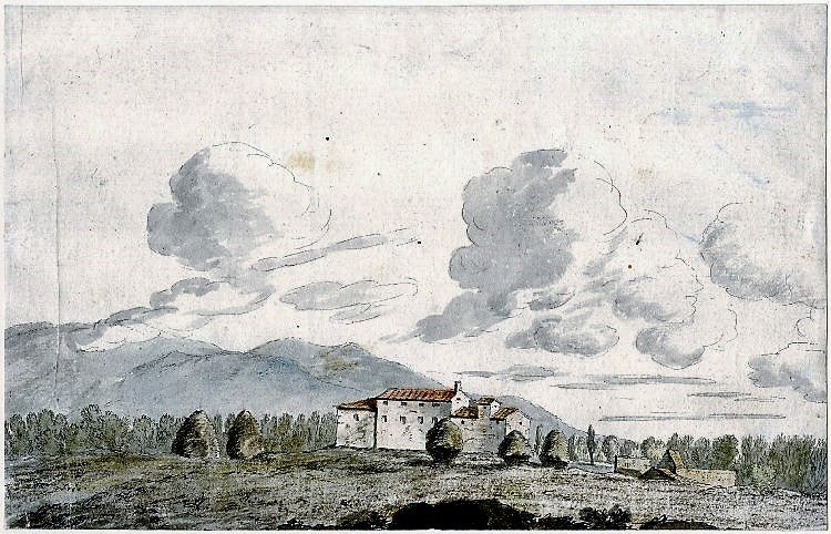 A farm, vintage artwork by Alexander Cozens, 12x8" (A4) Poster