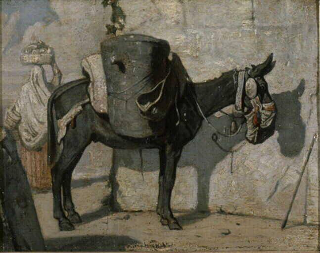 Donkey in the Desert, vintage artwork by Alexandre-Gabriel Decamps, A3 (16x12") Poster Print