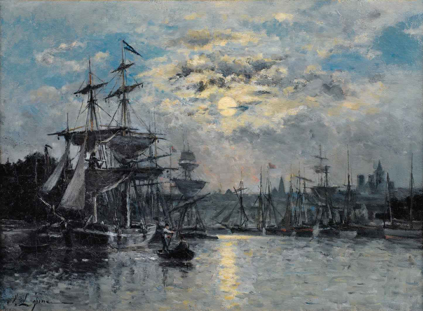 Normandy, Moon Effect, vintage artwork by Stanislas Lepine, 12x8" (A4) Poster