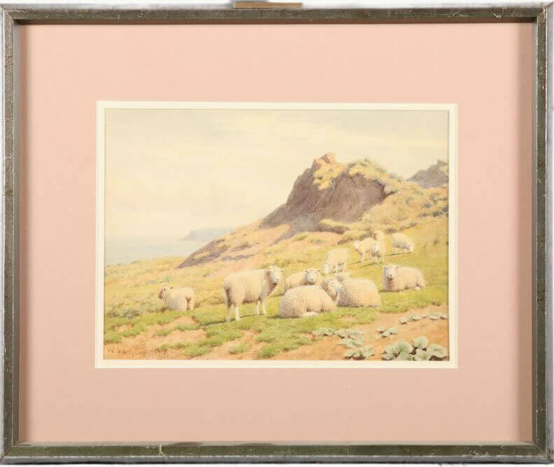 Sheep on the Coast, vintage artwork by William Sidney Cooper, 12x8" (A4) Poster