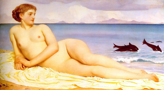 Actaea with dolphins, vintage artwork by Sir Frederic Lord Leighton, 12x8" (A4) Poster