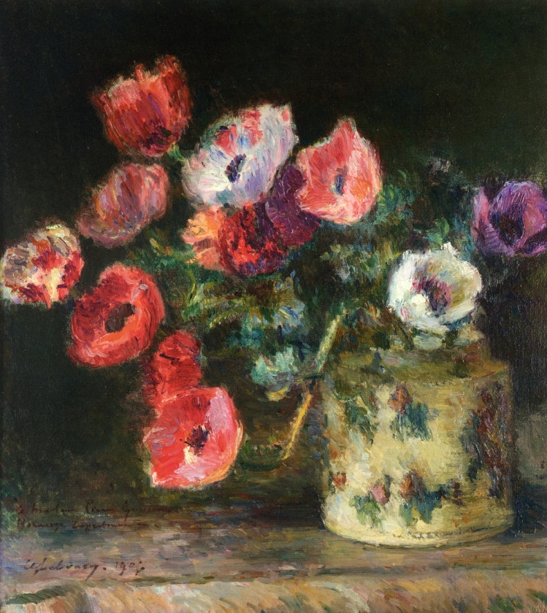 Bouquet of Anemones, vintage artwork by Albert Lebourg, 12x8" (A4) Poster