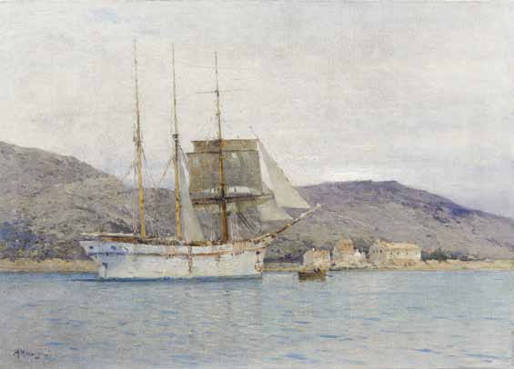 The Coast of Dalmatia, vintage artwork by Alexei Vasilievich Hanzen, 12x8" (A4) Poster