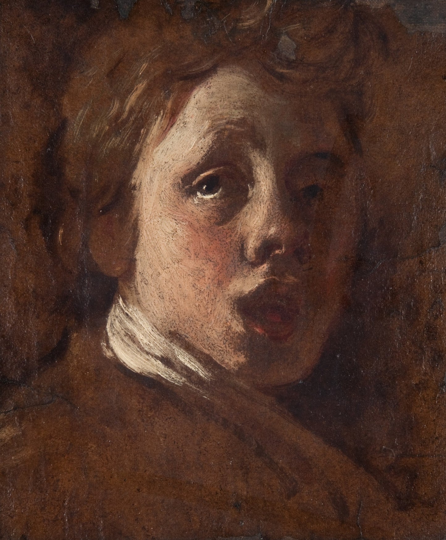 Head of a Boy Singing, vintage artwork by Attributed to Andrea Sacchi, 12x8" (A4) Poster
