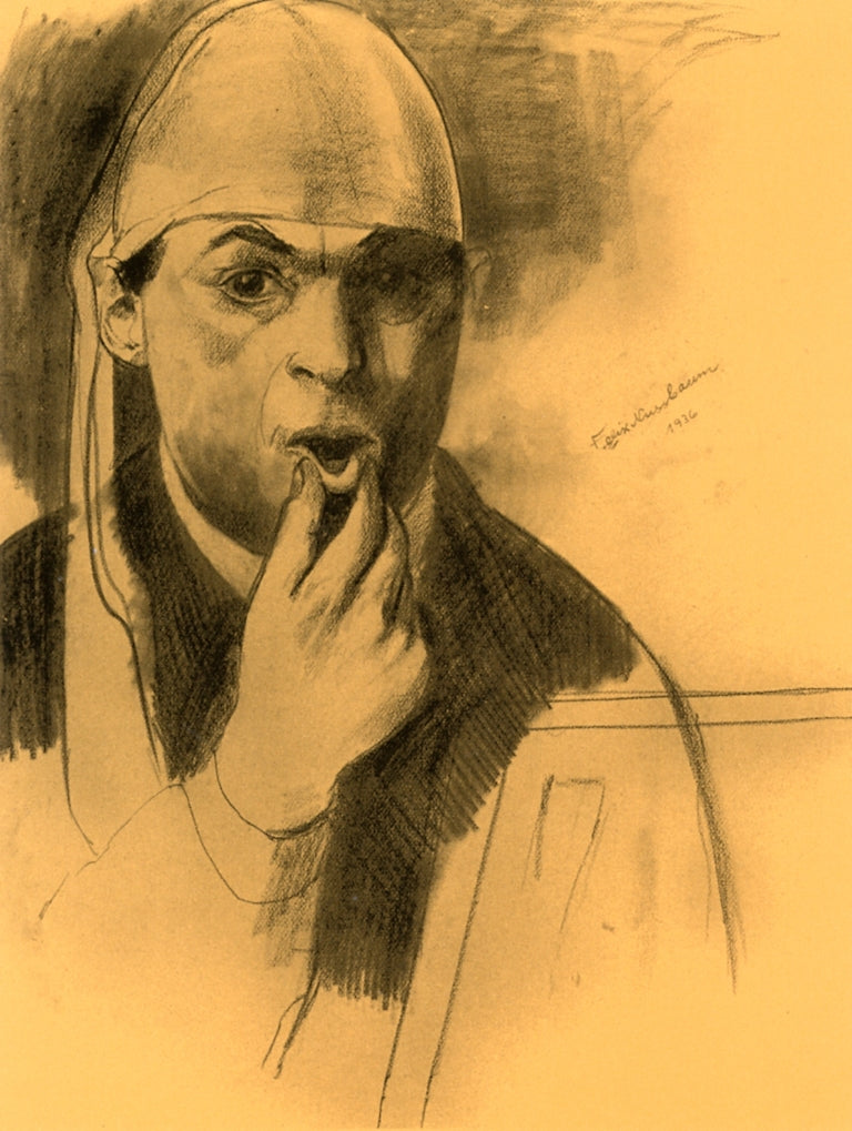Self-Portrait with Head Bandage, vintage artwork by Felix Nussbaum, 12x8" (A4) Poster
