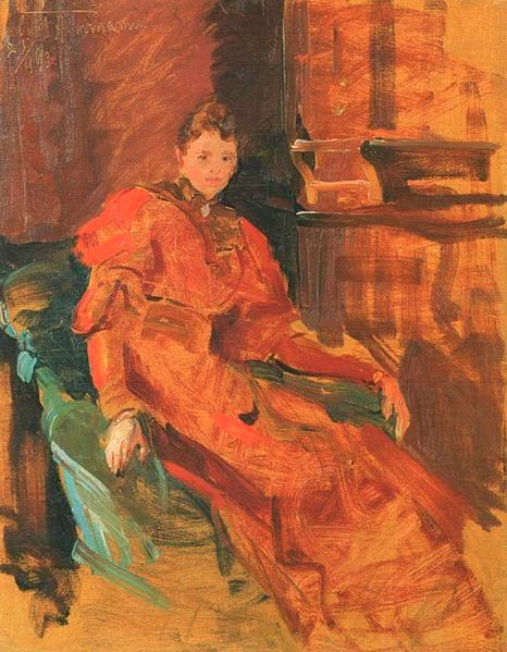 Lady in Red Dress, vintage artwork by Curt Herrmann, 12x8" (A4) Poster