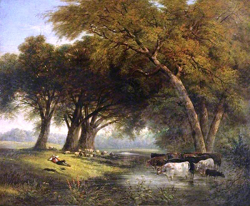 Near Ashover, Derby shire, vintage artwork by Thomas Creswick, A3 (16x12") Poster Print
