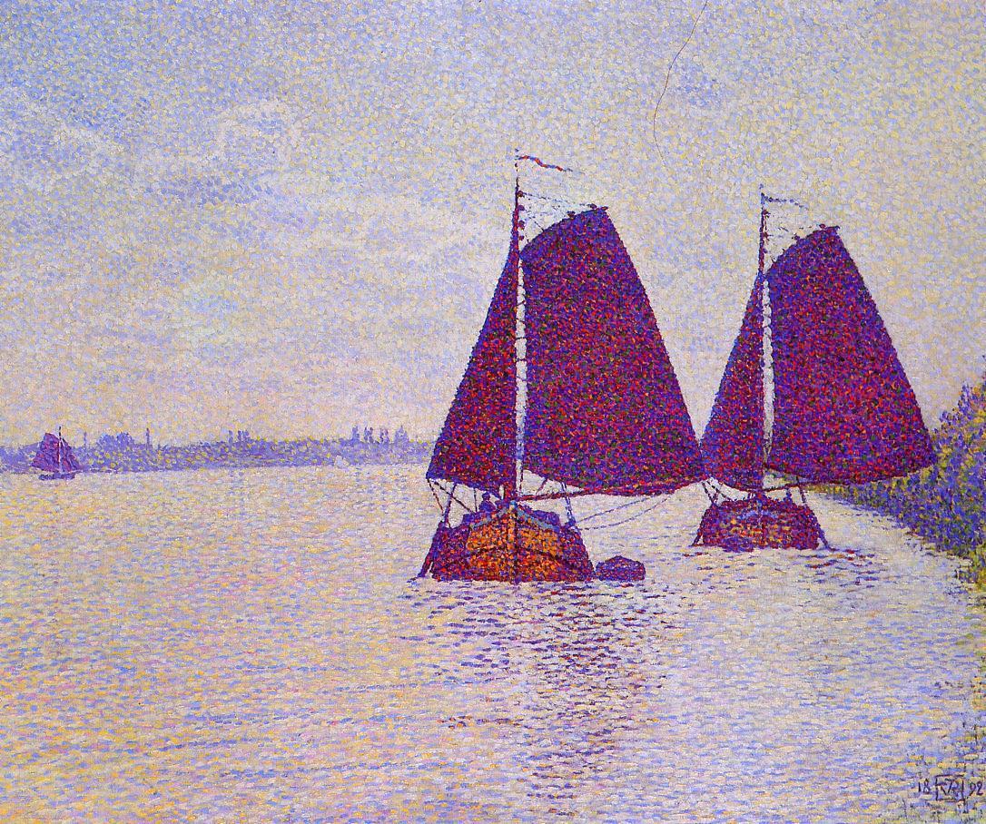 Barges on the River Scheldt by Theo van Rysselberghe,A3(16x12")Poster