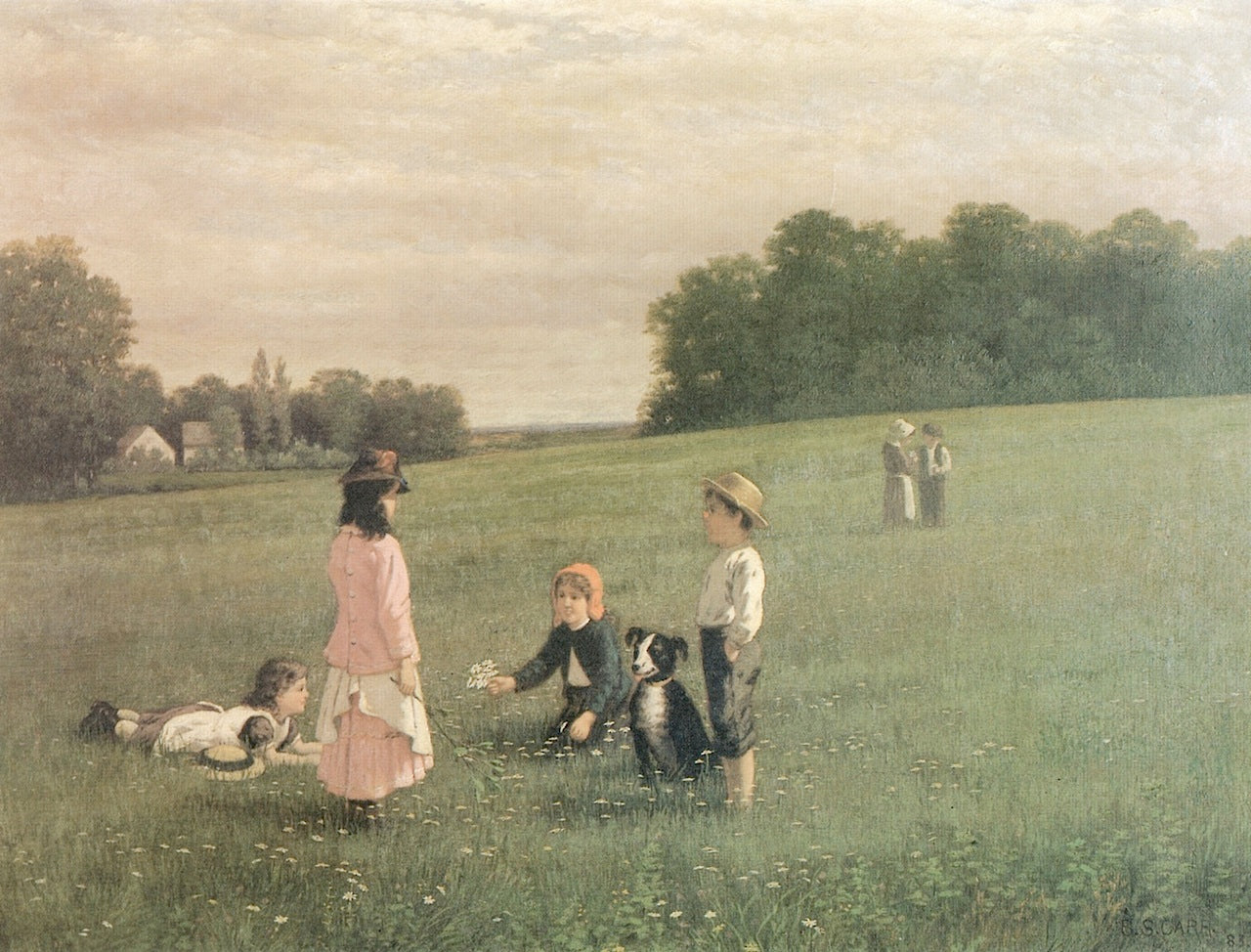 Picking Daisies, vintage artwork by Samuel S. Carr, 12x8" (A4) Poster