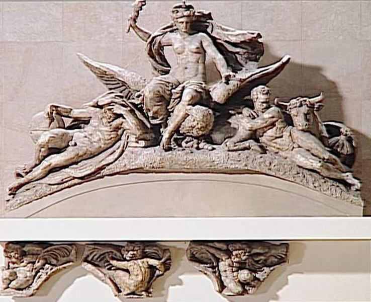 Imperial France Carrying the Light of the World and Protecting Agriculture and Science, vintage artwork by Jean-Baptiste Carpeaux, 12x8" (A4) Poster