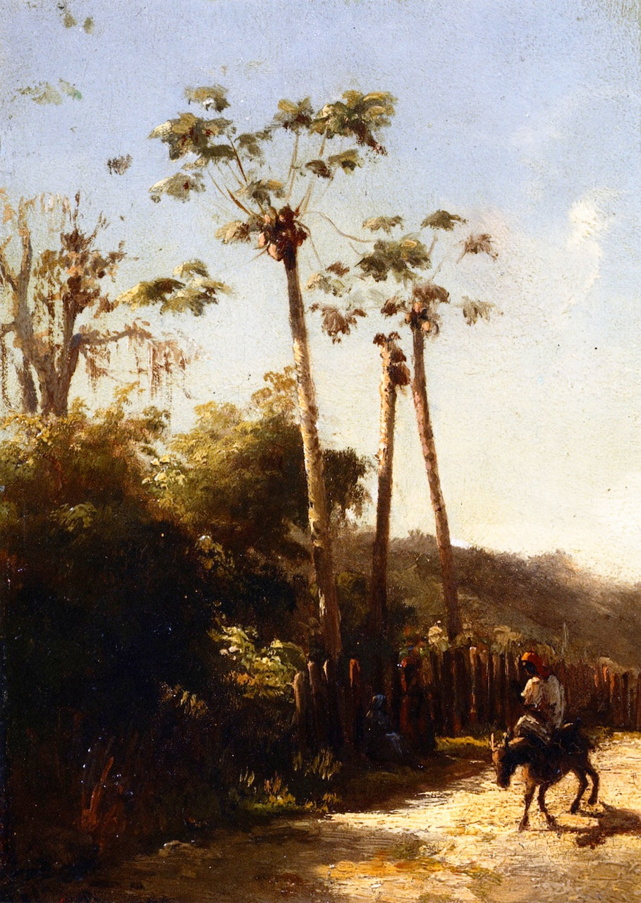 Antilles Landscape, Donkey and Rider on a Path, vintage artwork by Camille Pissarro, 12x8" (A4) Poster