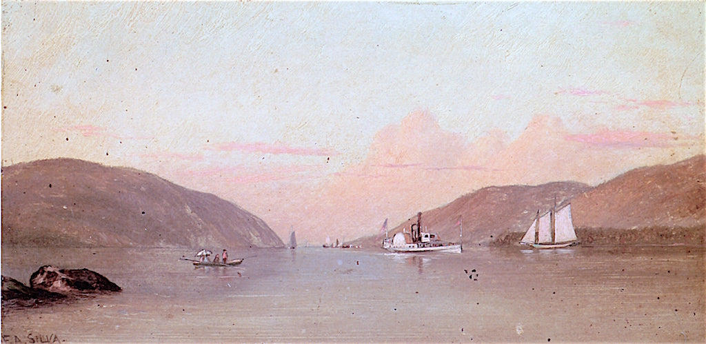 Hudson Highlands, Looking North from West Point, N.Y., vintage artwork by Francis A. Silva, 12x8" (A4) Poster