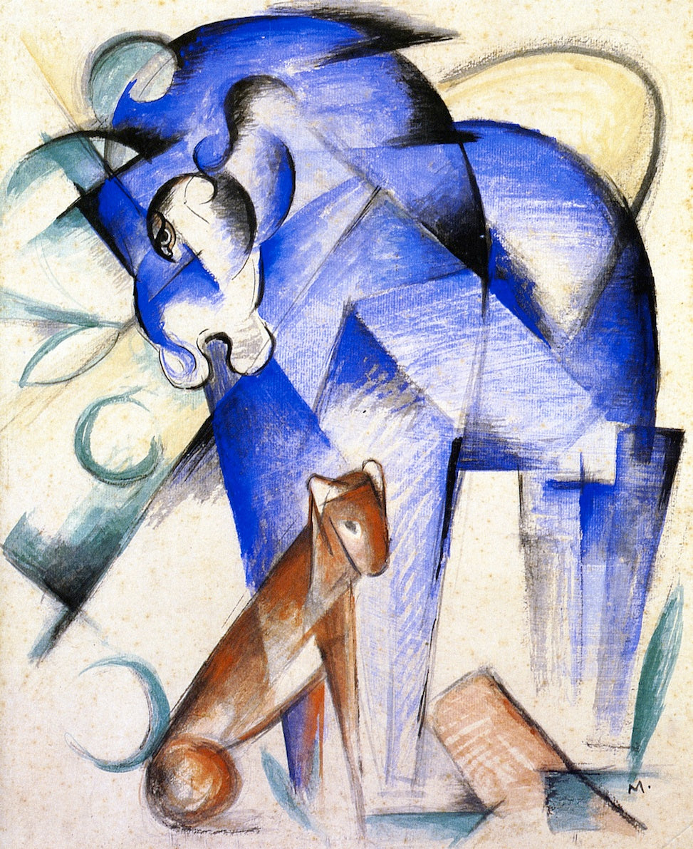 Fabulous Beasts, vintage artwork by Franz Marc, 12x8" (A4) Poster