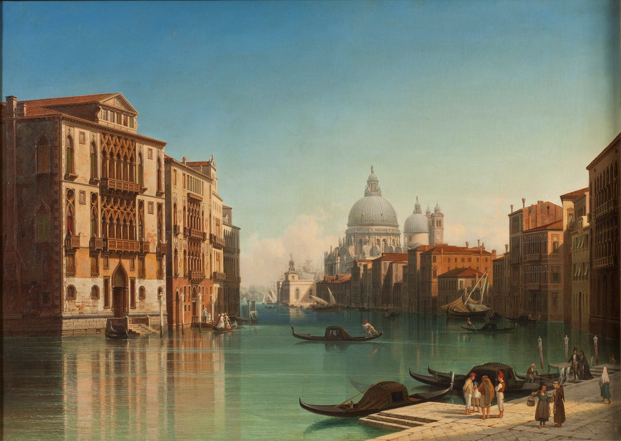 View of Canal Grande in Venice, vintage artwork by Gustaf Wilhelm Palm, A3 (16x12") Poster Print
