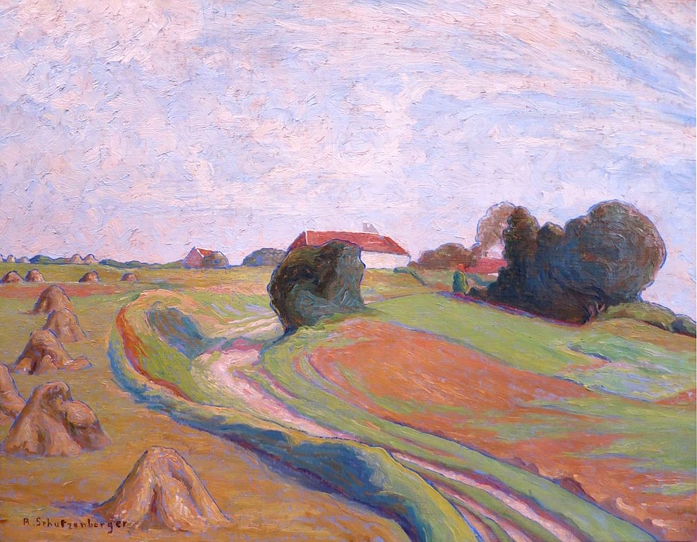 Road in the Fields, vintage artwork by Rene-Paul Schutzenberger, 12x8" (A4) Poster