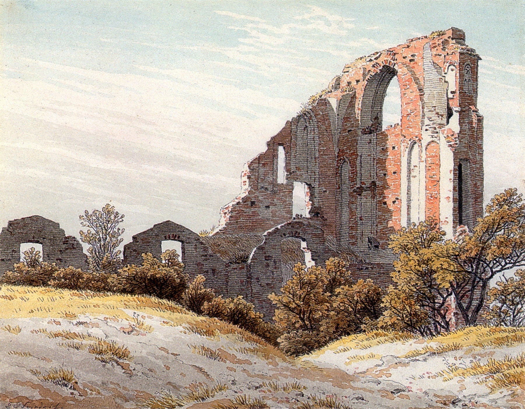 The Ruins of Eldena, vintage artwork by Caspar David Friedrich, 12x8" (A4) Poster