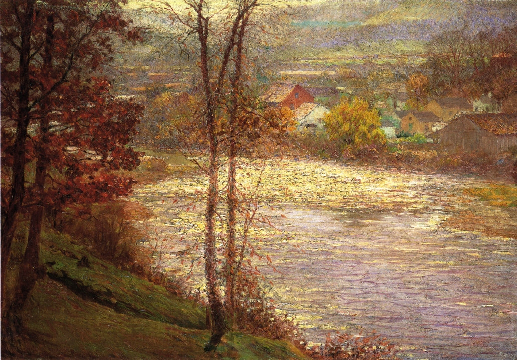 Morning on the Whitewater, Brookille, Indiana, vintage artwork by John Ottis Adams, 12x8" (A4) Poster