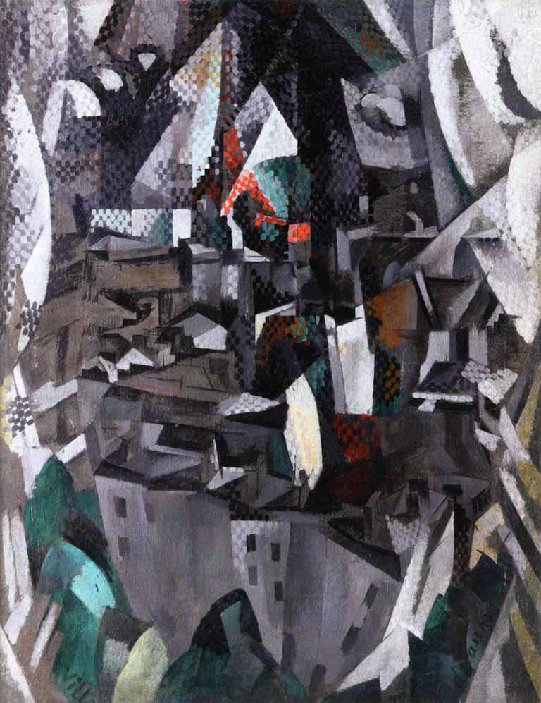 La Ville No. 2, vintage artwork by Robert Delaunay, 12x8" (A4) Poster