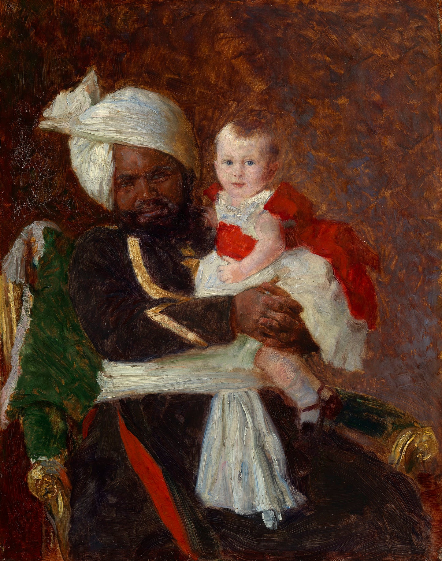 Prince Alexander of Battenberg (1886-1960) with Muhammed Bukhsh, vintage artwork by Laurits Tuxen, 12x8" (A4) Poster