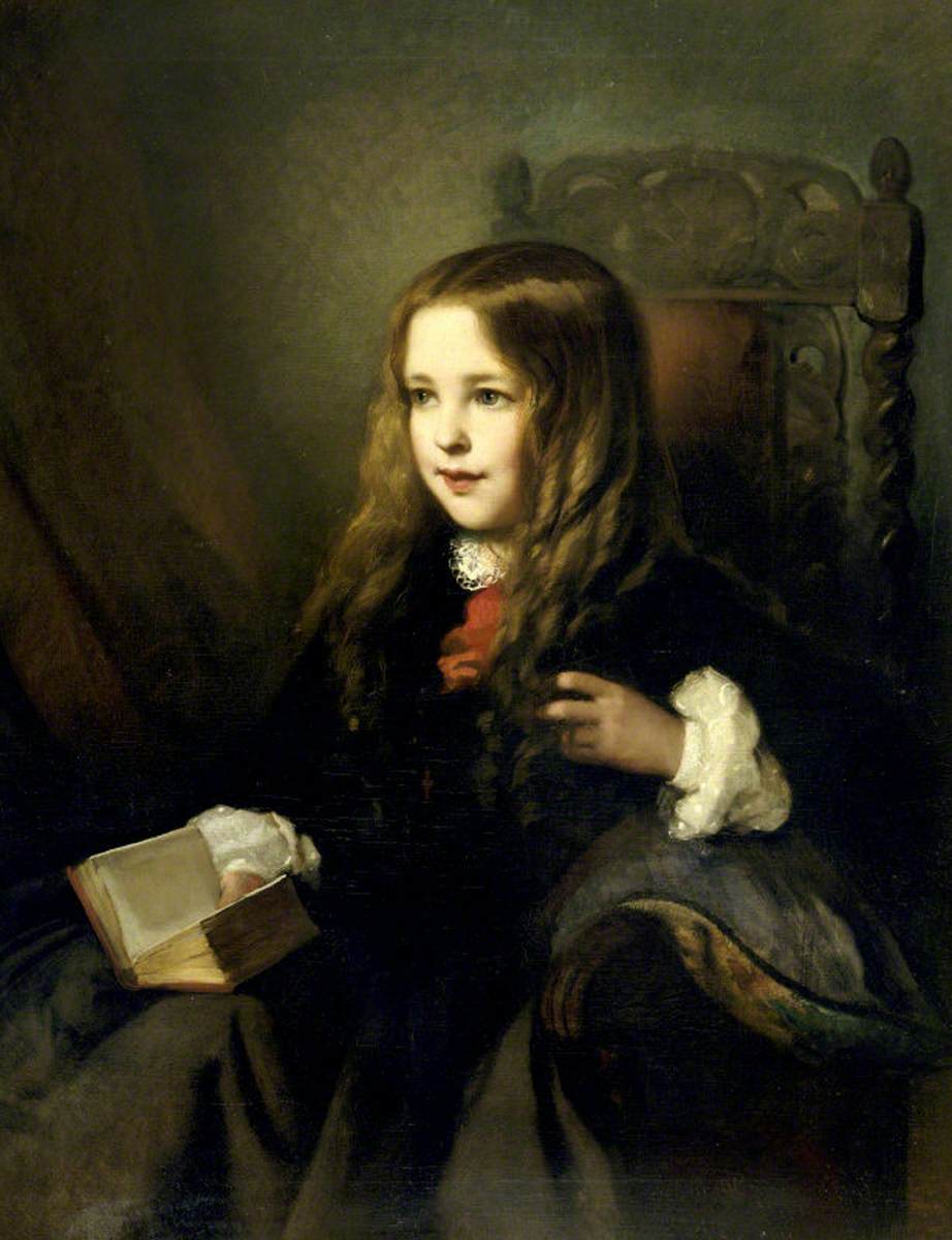 Mrs George Gibbs of Belmont, nee Laura Beatrice Elton (1842–1911), as a Young Girl, vintage artwork by Charles Albert Ludovici, A3 (16x12") Poster Print