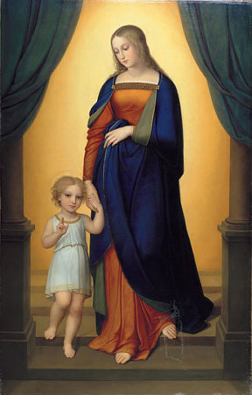 Mary and the Infant Jesus, vintage artwork by Marie Ellenrieder, 12x8" (A4) Poster