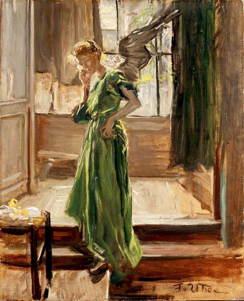 Modellpause, vintage artwork by Fritz von Uhde, 12x8" (A4) Poster