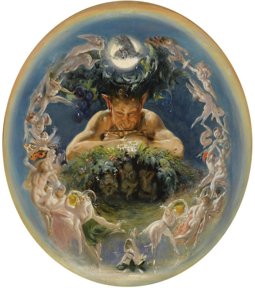 Pan and the Dancing Fairies, vintage artwork by Daniel Maclise, R.A., A3 (16x12") Poster Print