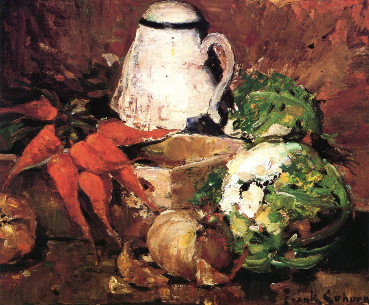 Still Life with Carrots, vintage artwork by Frank Coburn, 12x8" (A4) Poster