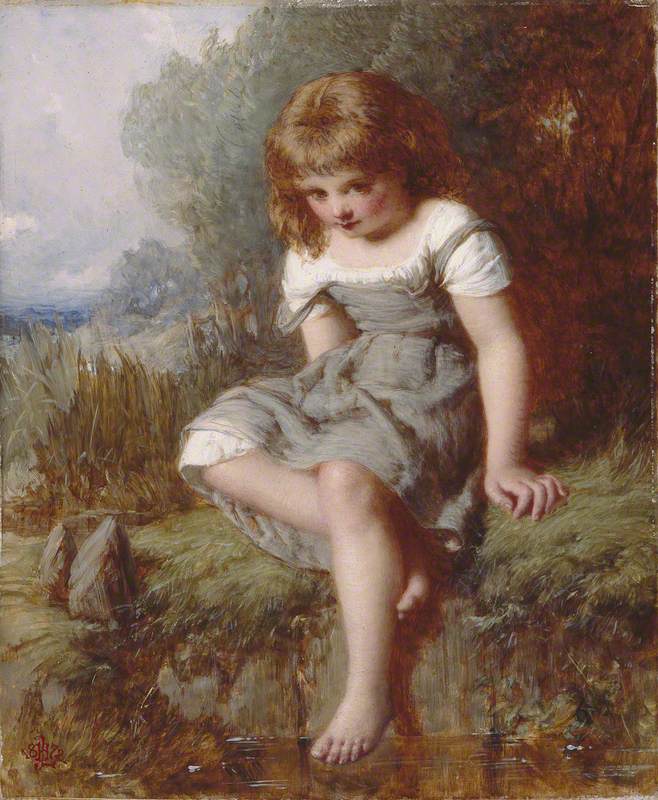 The Timid Bather, vintage artwork by Henry Le Jeune, A3 (16x12") Poster Print