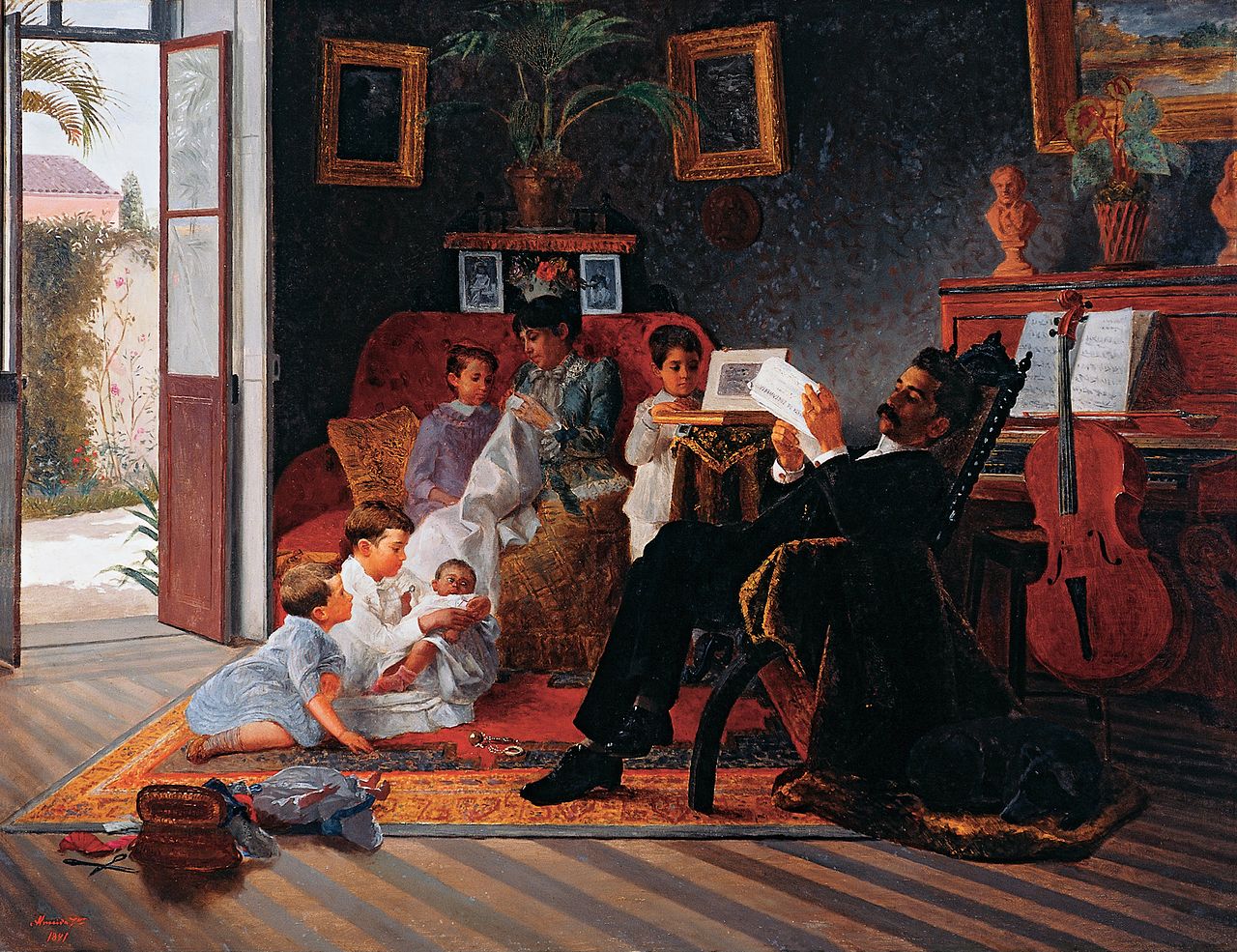 Adolfo Pinto’s Family, vintage artwork by Jose Ferraz de Almeida Junior, 12x8" (A4) Poster