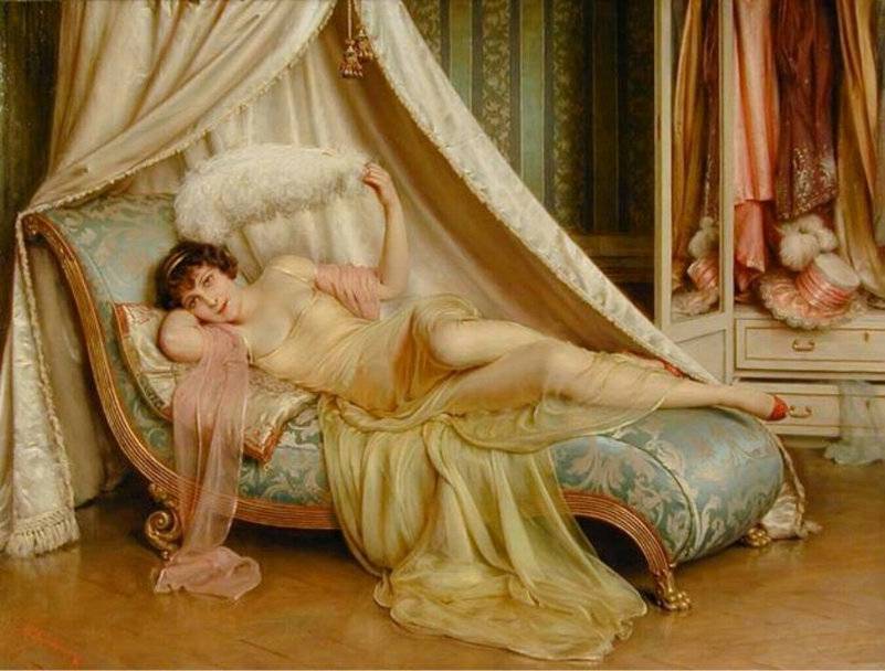 La Coquette, vintage artwork by Charles Joseph Frederick Soulacroix, 12x8" (A4) Poster