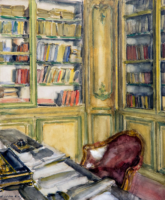 Library at Château du Breau by Walter Gay,A3(16x12")Poster